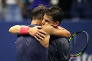 Thiem and Nadal embrace after their 5-set epic at the 2018 US Open